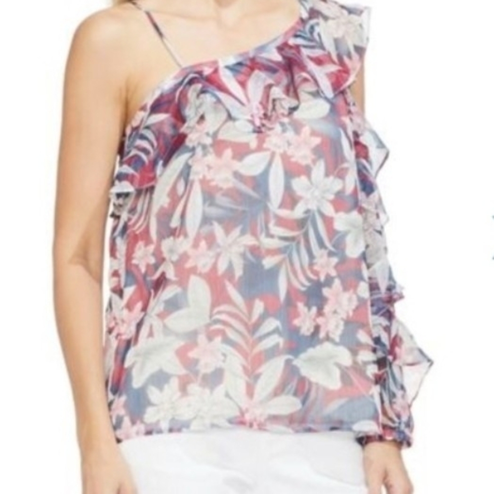 Vince Camuto Floral Ruffle One-Shoulder Top